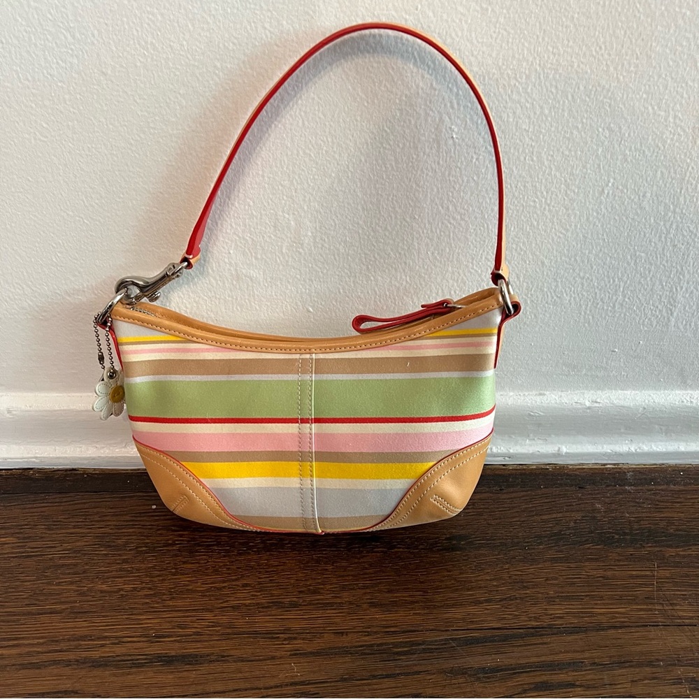 Coach Hampton hobo bag, stripe twill, multicolored, vintage